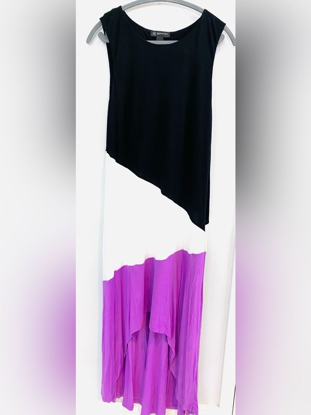 INC International Concepts Black White & Purple High-Low Maxi Dress